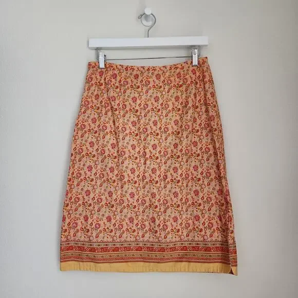 Vintage Faded Glory Floral Paisley Patterned Midi Pencil Skirt M - Picture 5 of 13